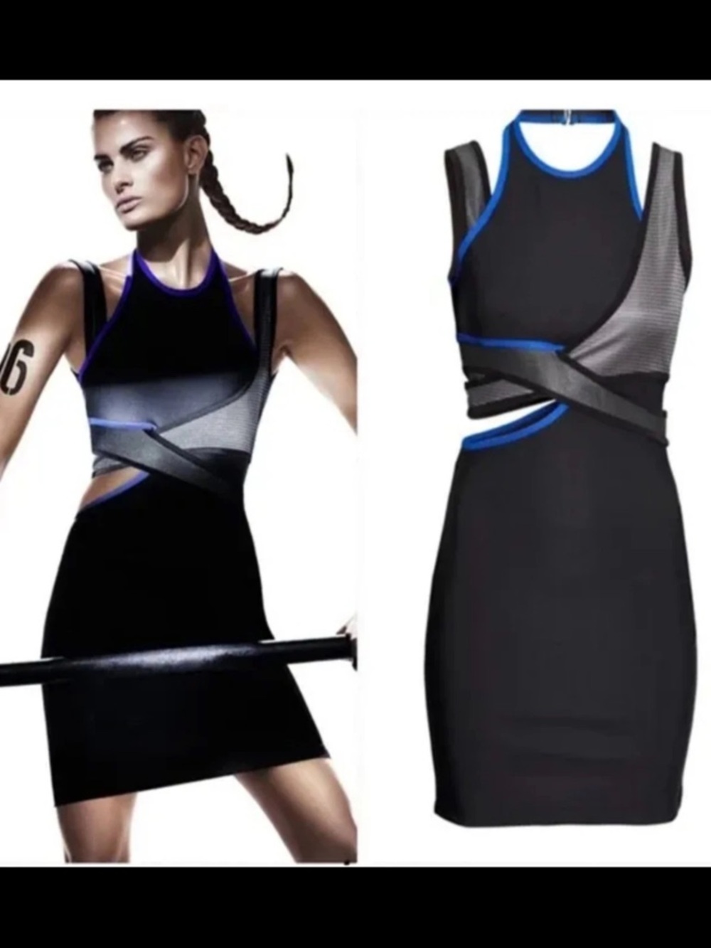 Alexander Wang Black Mini Dress with Blue Trim